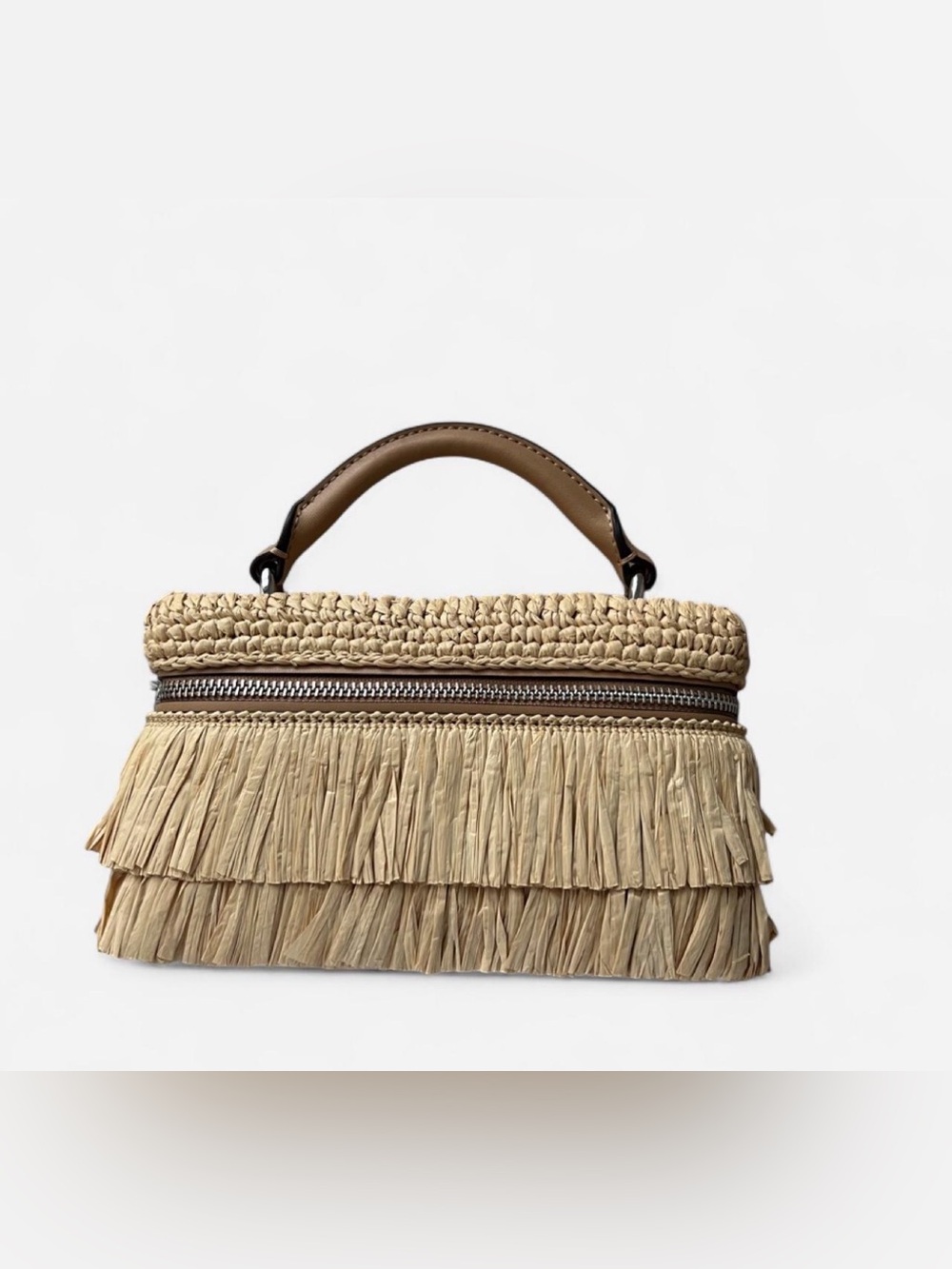 NWOT Michael Kors Jana Extra Small Raffia Fringe Shoulder Bag in Tan - Picture 5 of 5